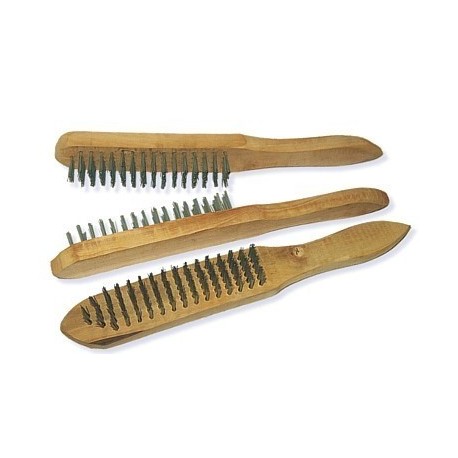 Jeu de 3 brosses en métal manche ne bois 3 pcs