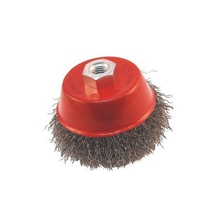 Brosse boisseau à fils ondulés acier M14 100 mm